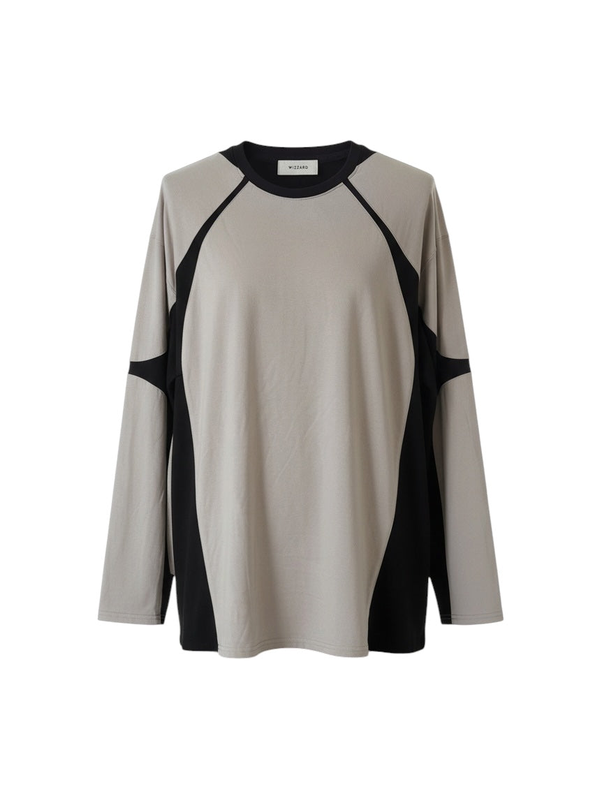 RIB PANELED L/S T-SHIRT