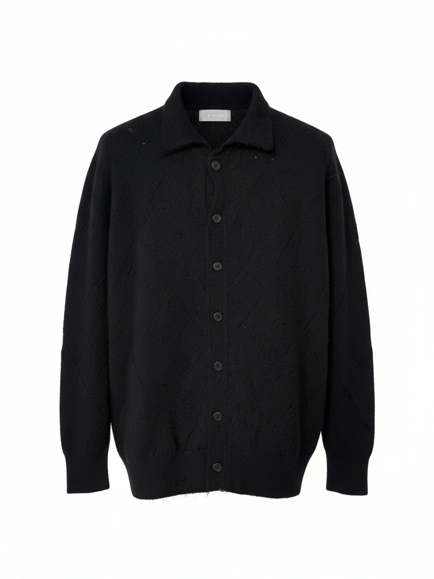 MOHAIR MESH ARGYLE KNIT POLO