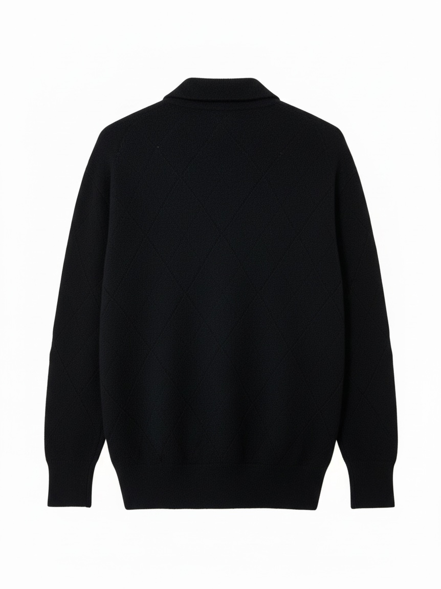 MOHAIR MESH ARGYLE KNIT POLO